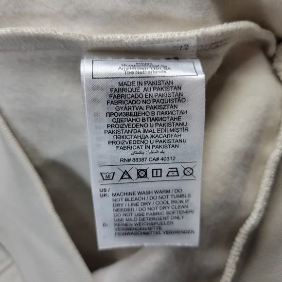 Adidas Athletic Pullover Big Logo Hoodie Sweatshirt Mens Large L Beige JJ3302 - Picture 7 of 11